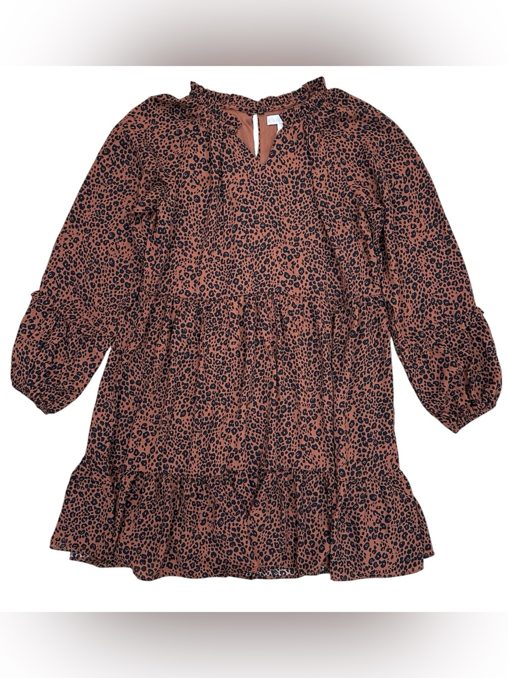 GB Girls' Leopard Print Ruffle Dress Gianni Bini Medium Lined